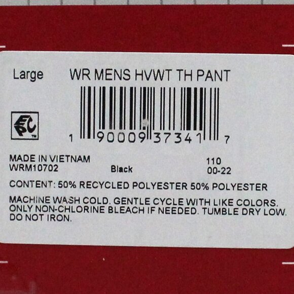 NWT Men's Large 36-38 in. Wrangler Workwear Heavyweight Thermal Black Pant - Picture 8 of 8